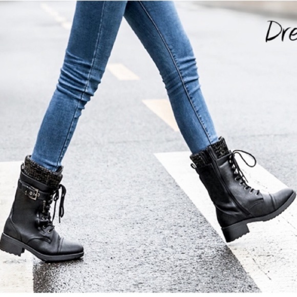 Lace up Mid Calf Combat Riding Military Boots - Picture 1 of 8